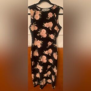 Black bodycon dress with floral design
